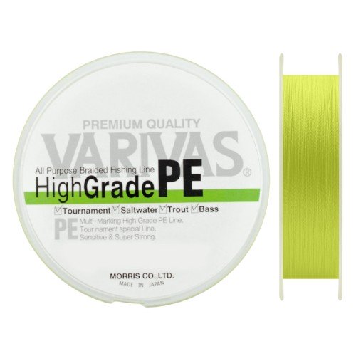  Плетенный шнур 0.20мм Varivas HIGH GRADE PE X4 Neon Light Green 150м # 1.5 (21.4lb)